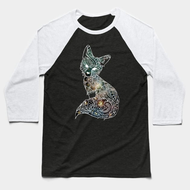 Galaxy Fox Baseball T-Shirt by Relentlessartist